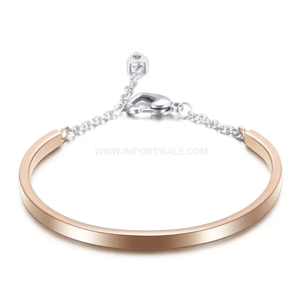 Elegant Polished U-Shape Stainless Steel Cuff Bracelet with Heart Clasp