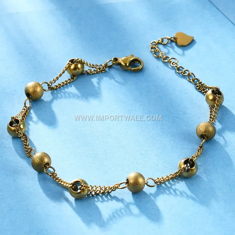 Frosted Stainless Steel Bead Adjustable Minimalist Bracelet