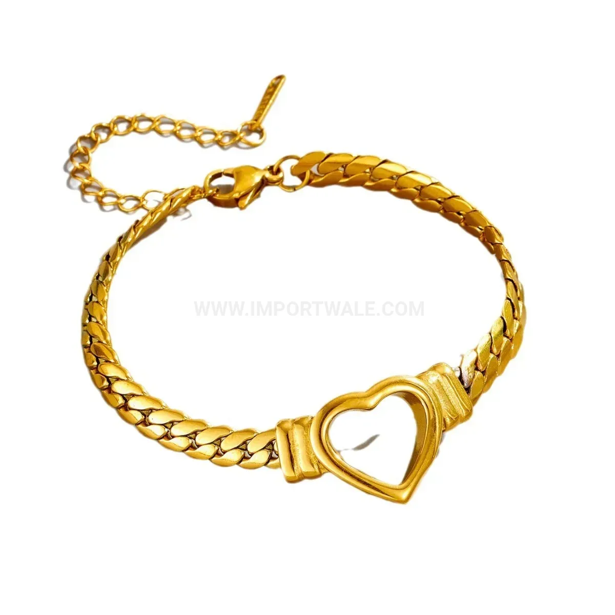 Hollow Heart Stainless Steel Curb Chain Bracelet and Necklace