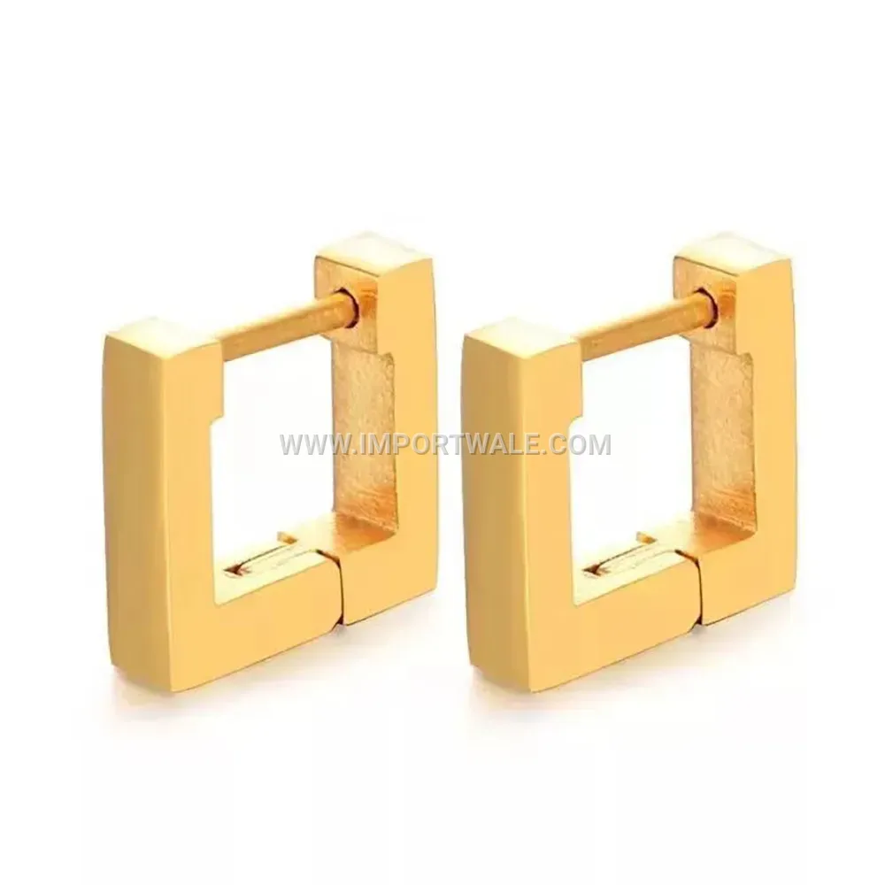 Minimalist Stainless Steel Square Cutout Hoop Earrings