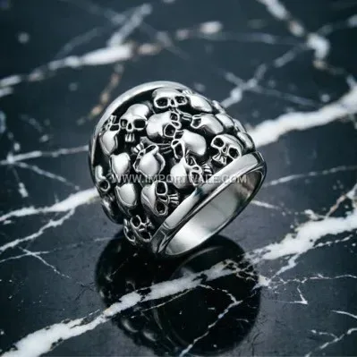 Vintage Dark Gothic Skull Stainless Steel Band Ring