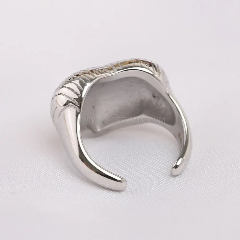 Modern Textured Heart Open Stainless Steel Adjustable Ring