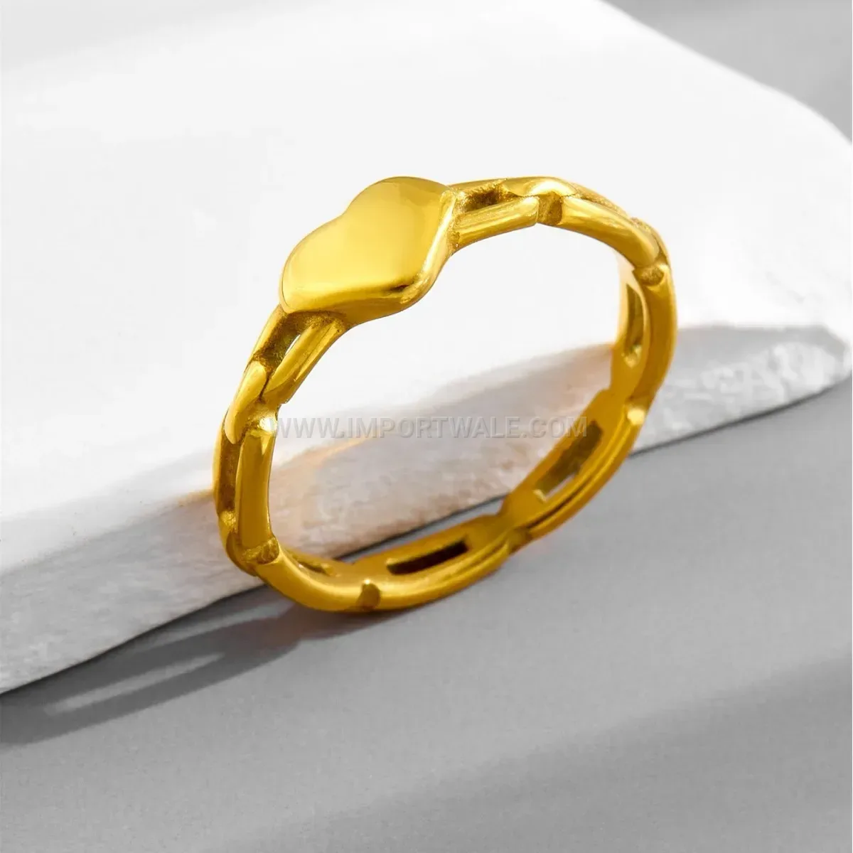 Hollow Heart Titanium Steel Cutout Ring for Women