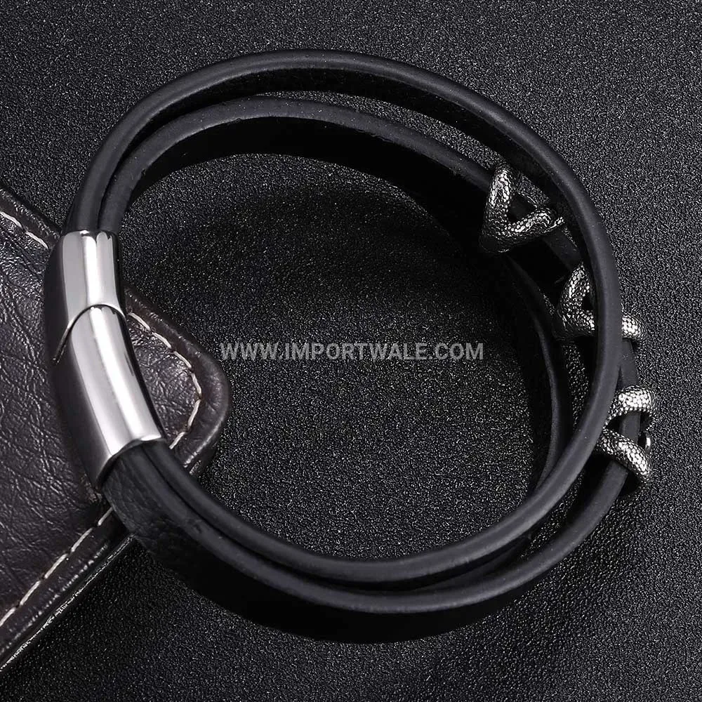 Dragon Claw Stainless Steel Leather Cord Men Bracelet