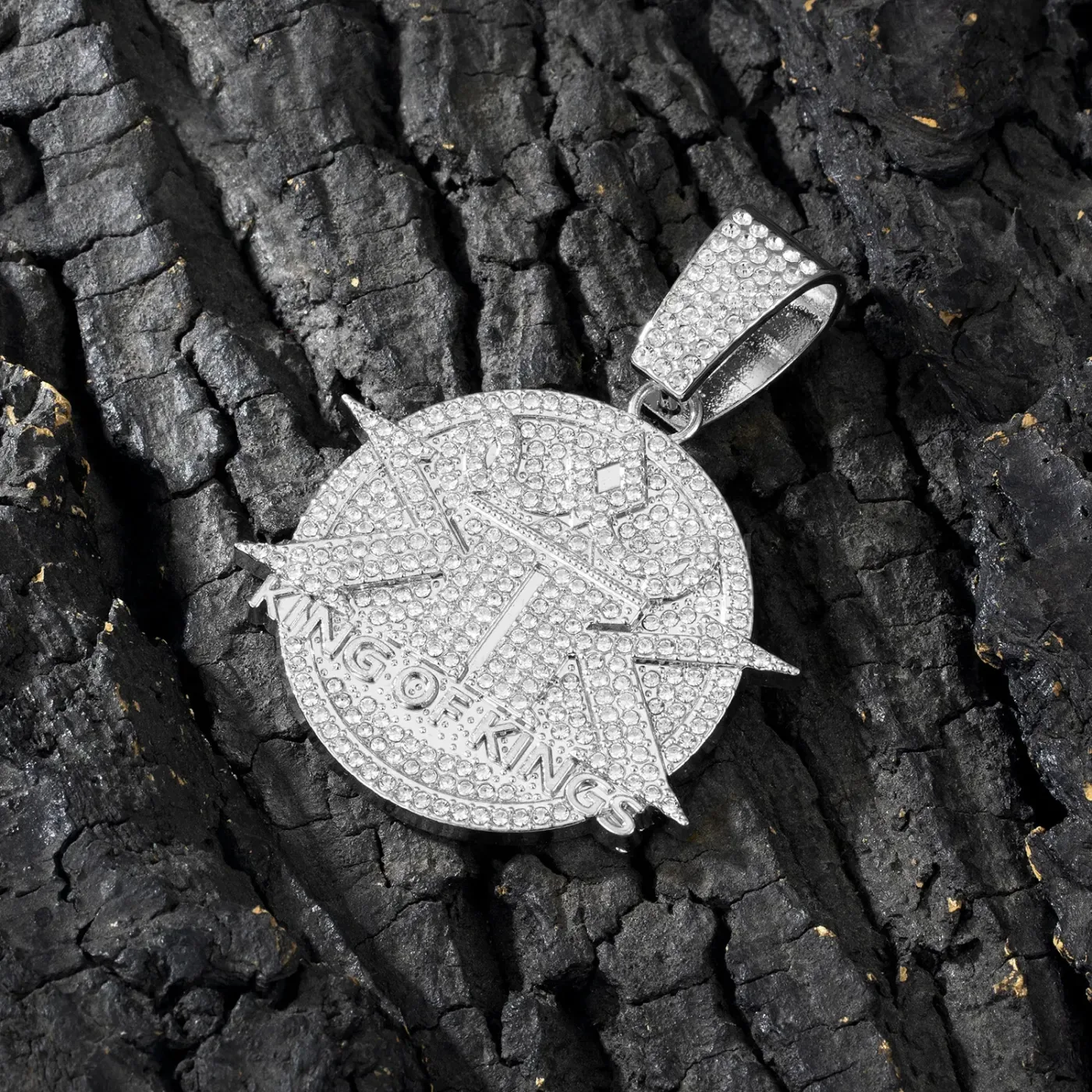 Crystal Encrusted King of Kings Hip Hop Pendant