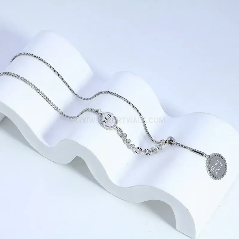 Smiling Sunflower Pendant Stainless Steel Ball Chain Necklace