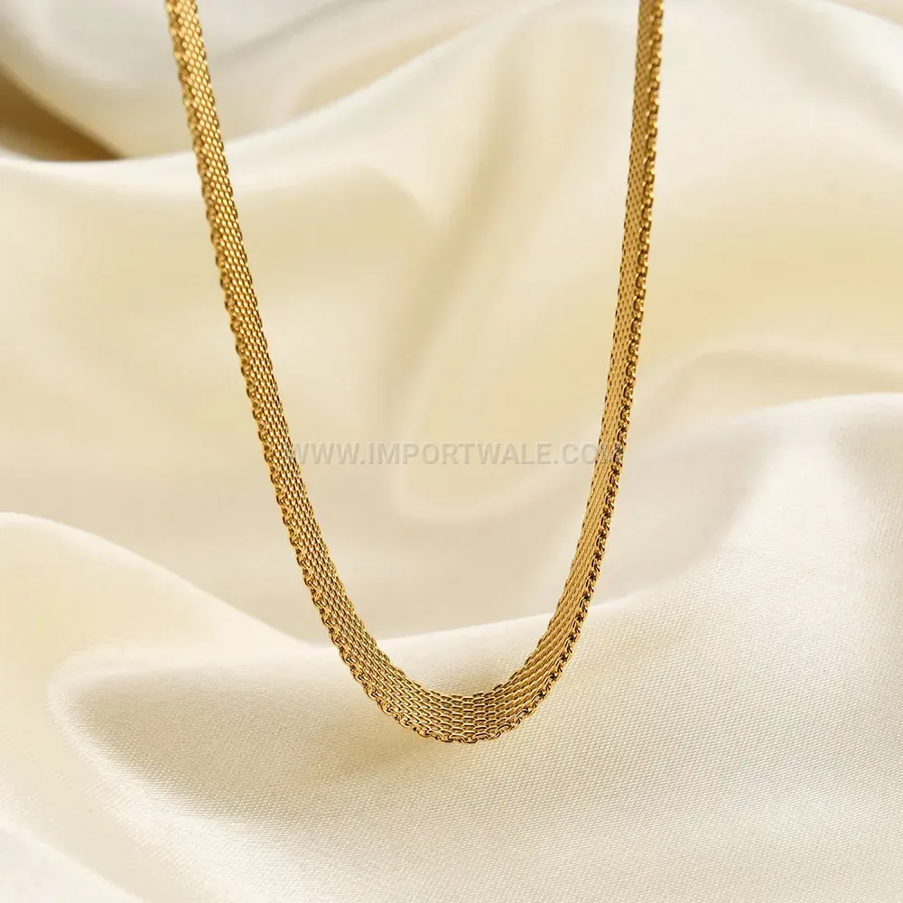 Minimalist Hollow Wide Metallic Stainless Steel Choker Necklace