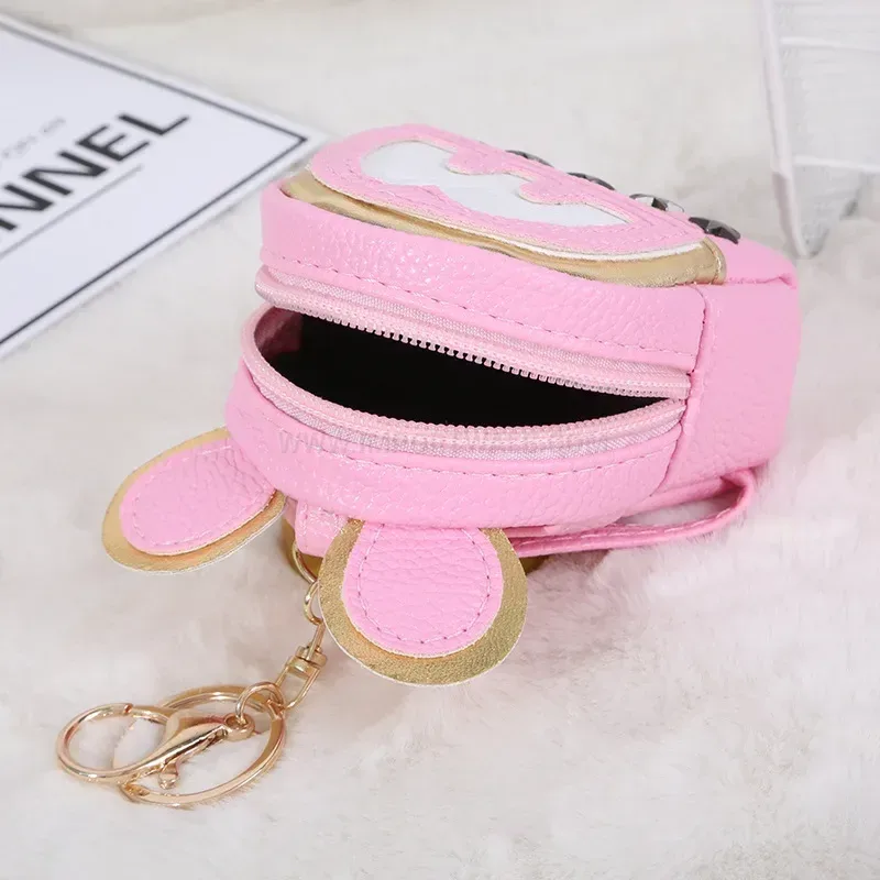 Modern Urban Mini Backpack PU Leather Earphone Pouch Charm