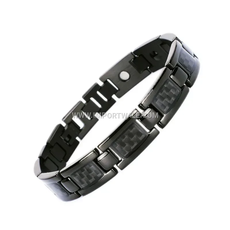 Adjustable Vacuum Plated Titanium Steel Carbon Fiber Magnetic Bracelet