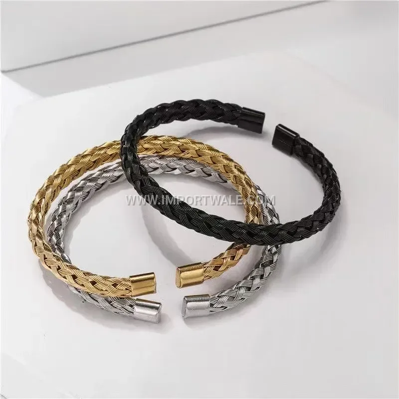 Stainless Steel Wire Mesh C-Shape Cuff Bracelet