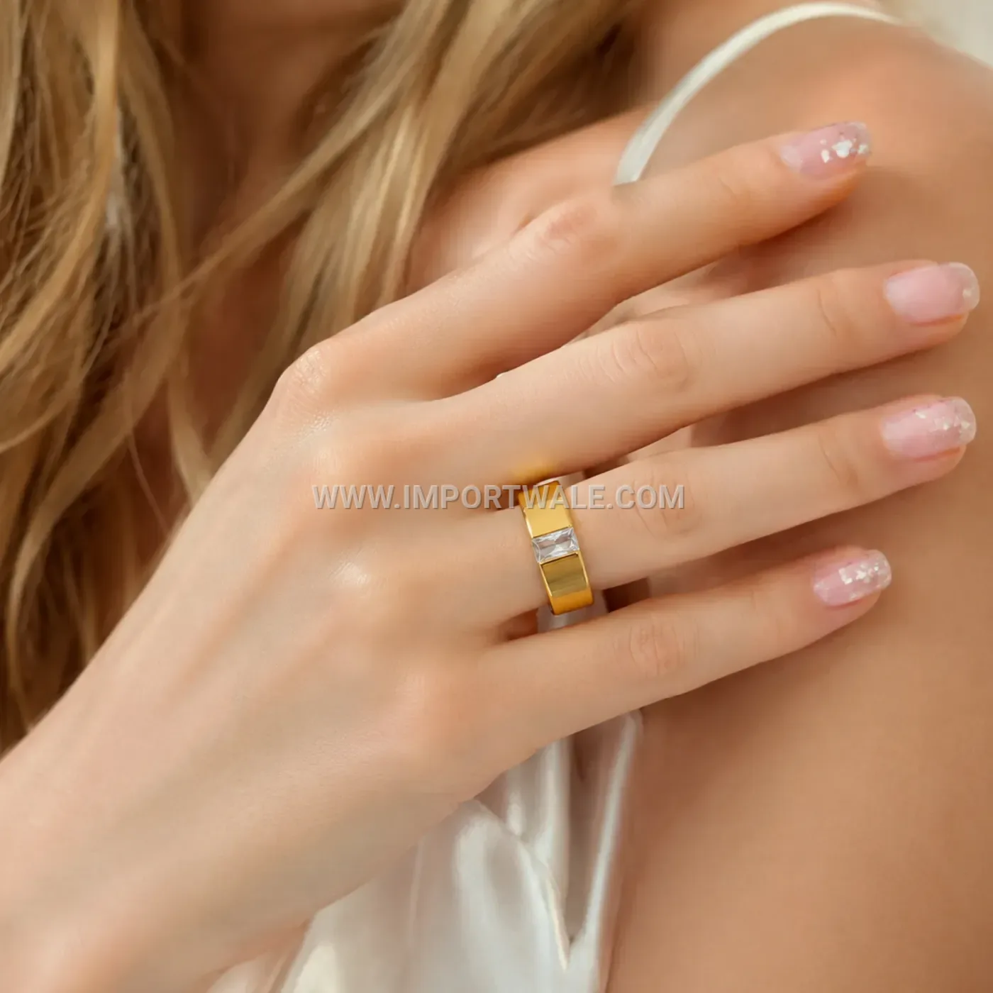 Minimalist Stainless Steel Crystal Band Ring