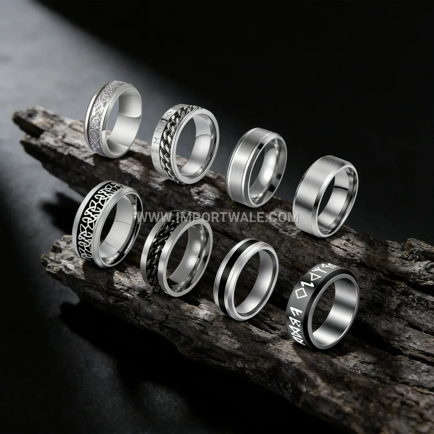 Diagonal Matte Finish Stainless Steel 8mm Band Ring