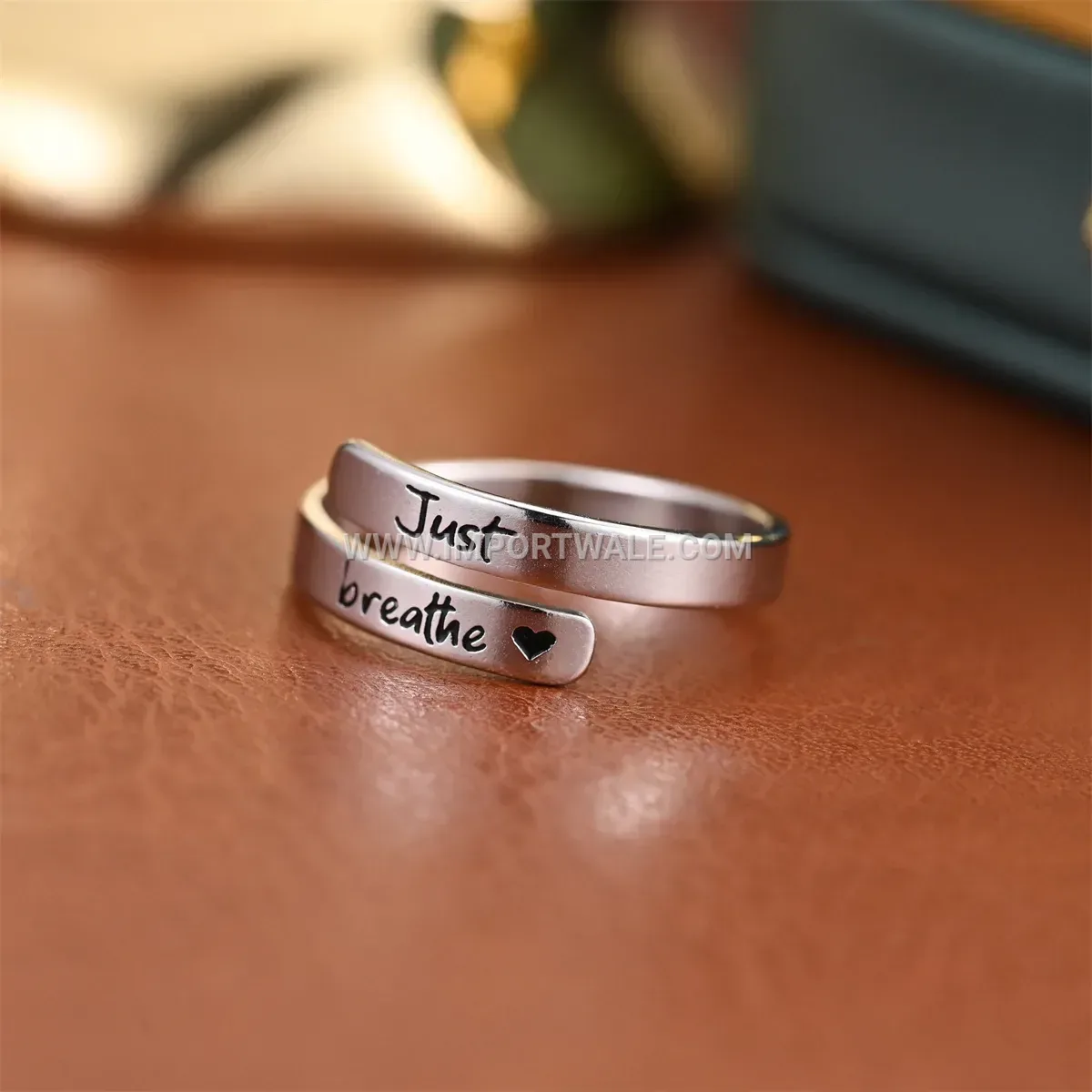Engraved Open Adjustable Stainless Steel Statement Ring
