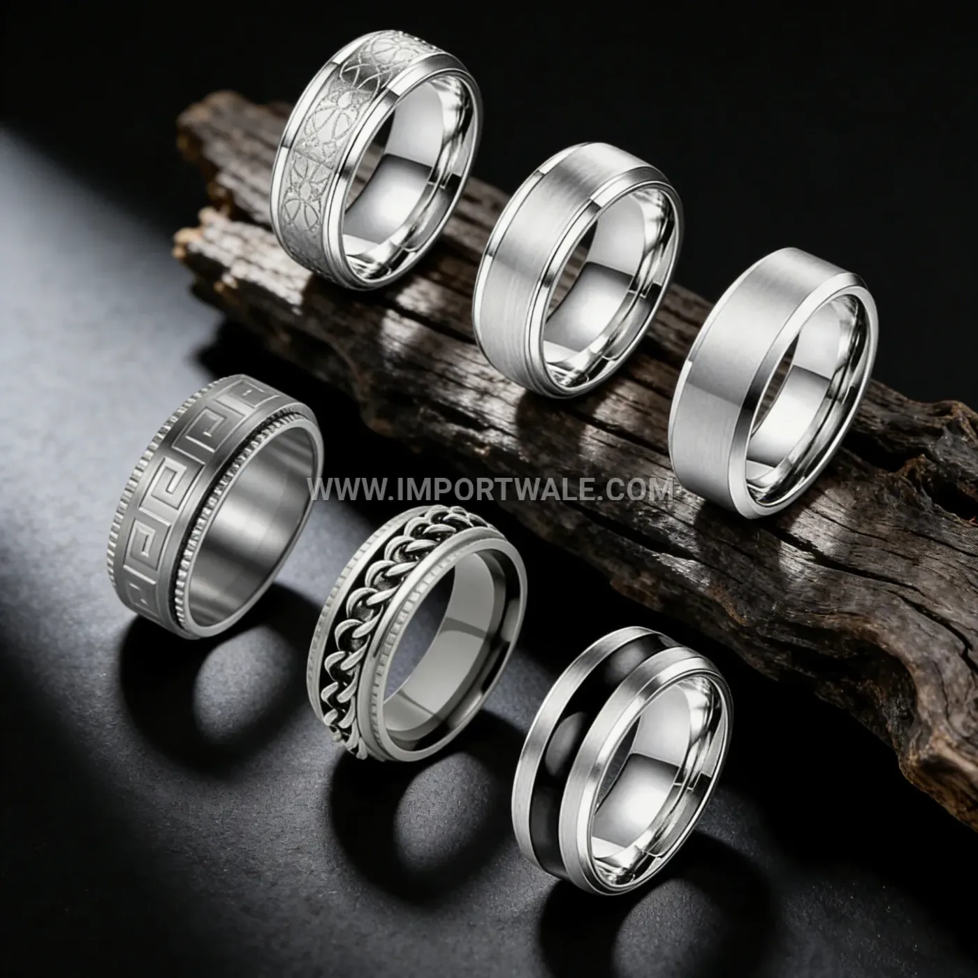 Spinning Full Eternity Square Crystal Stainless Steel Ring