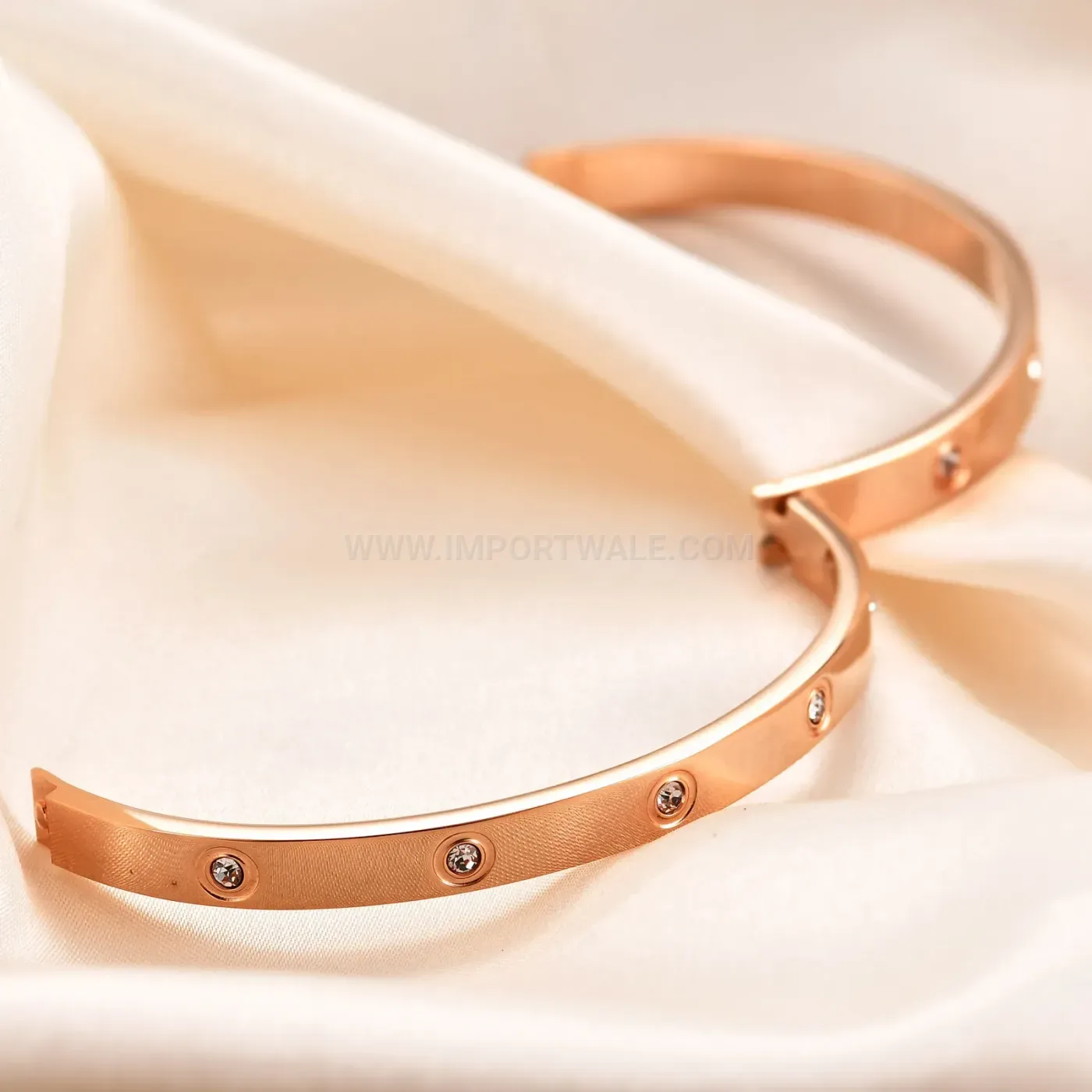 Fashion Minimalist Zircon Open Cuff Stainless Steel Bangle Bracelet