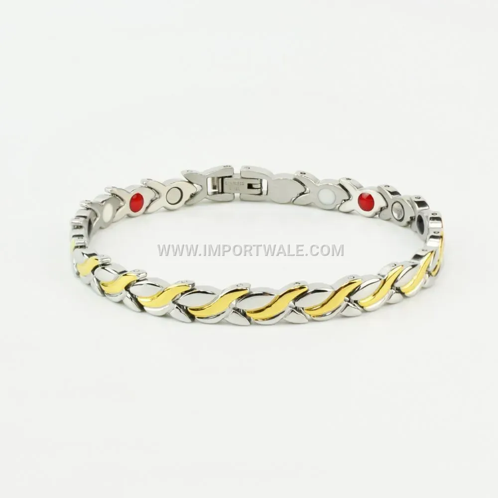 Swallow Motif Copper Magnetic Titanium Steel Couple Bracelet