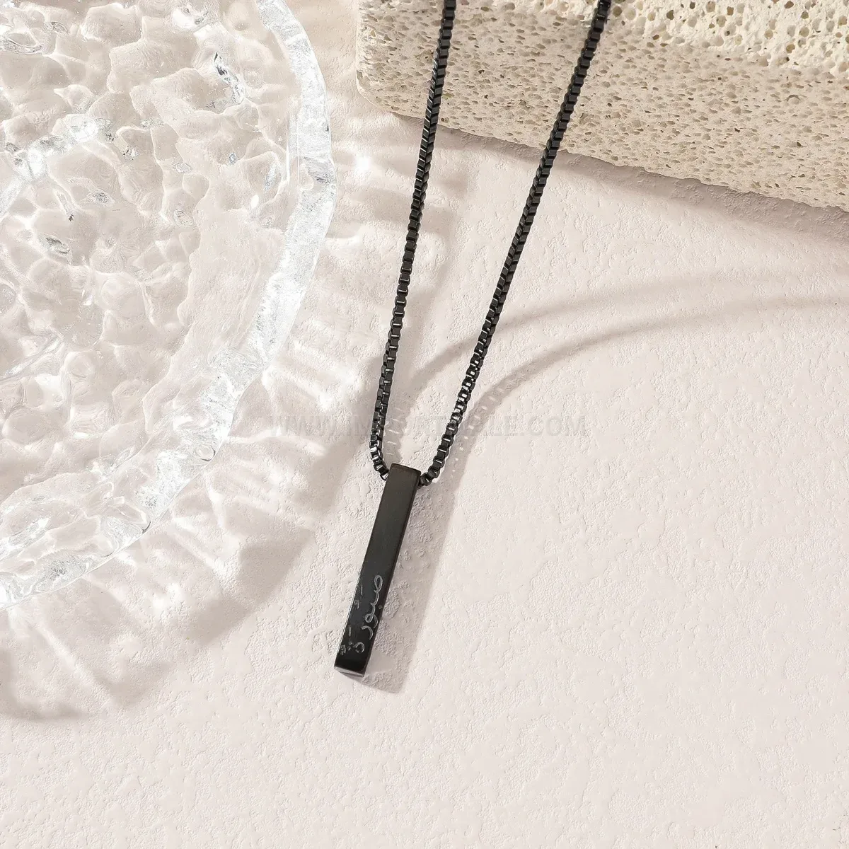 Elegant Stainless Steel Arabic Hubb Calligraphy Pendant Necklace