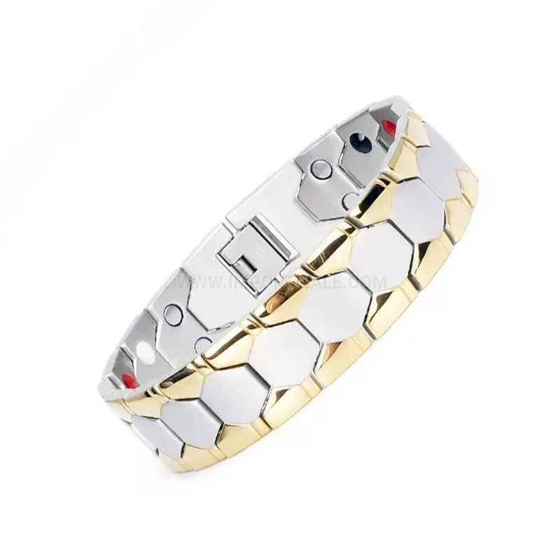 Premium Hexagonal Titanium Steel Magnetic Therapy Bracelet