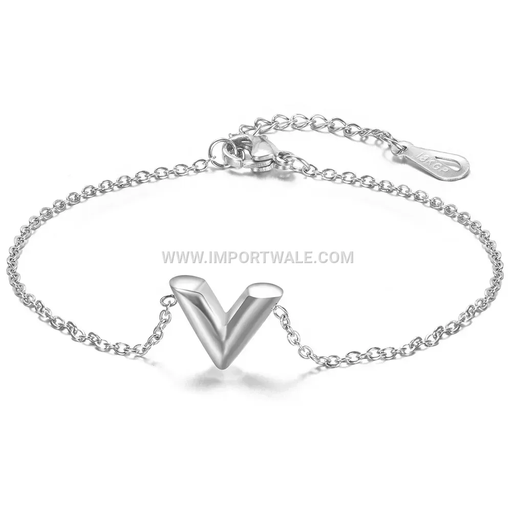 Stainless Steel V-Shaped Geometric Link Bracelet with O-Chain
