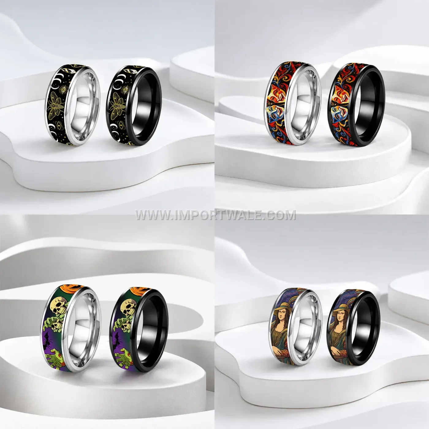 Vintage Stainless Steel Drip Oil Band Ring