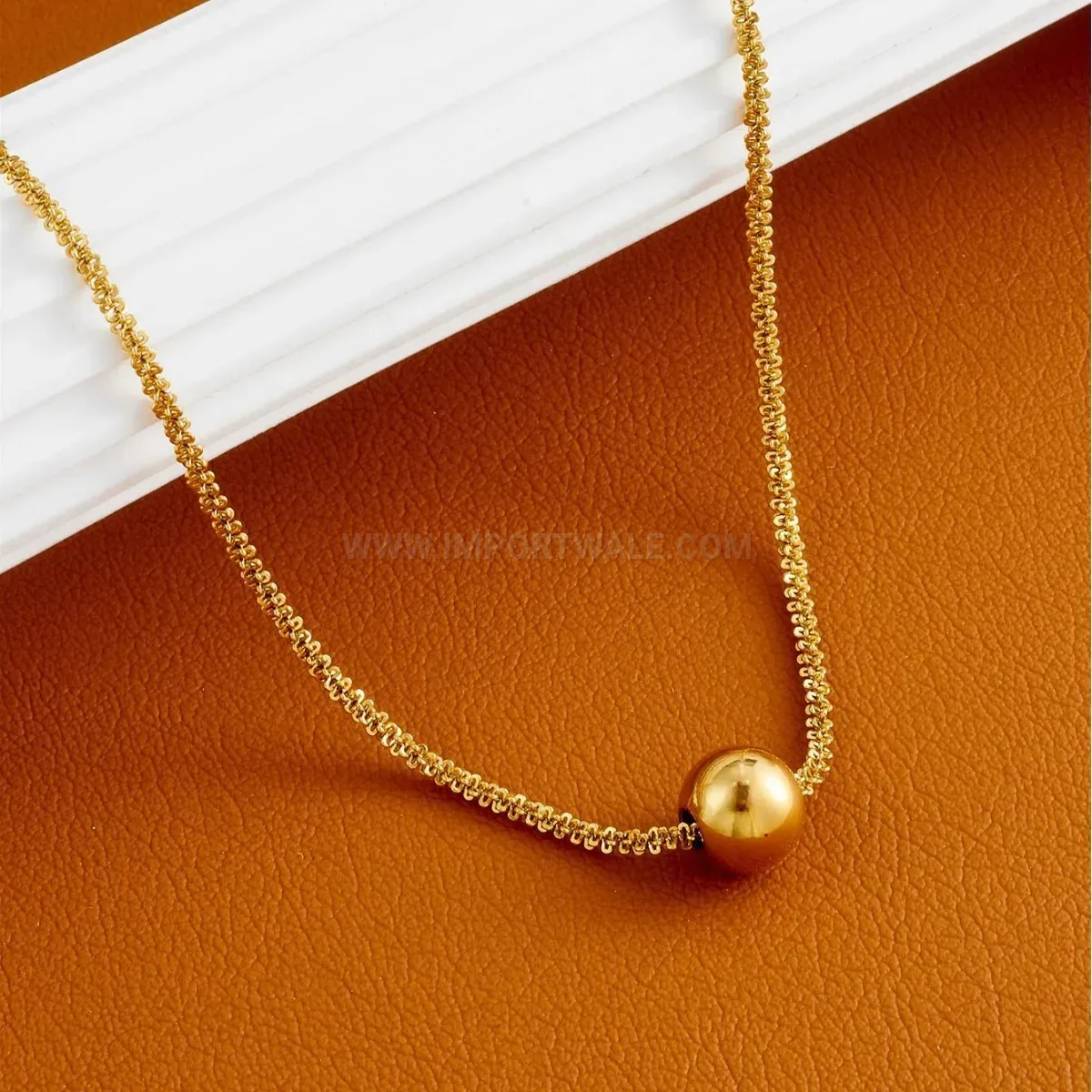 Bold Chic 18K Gold Plated Ball Pendant Stainless Steel Necklace