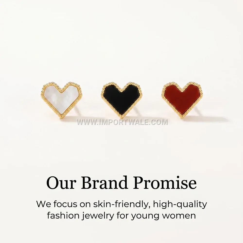 Heart Shell Inlaid 18K Gold Plated Stainless Steel Five-Flower Stud Earrings
