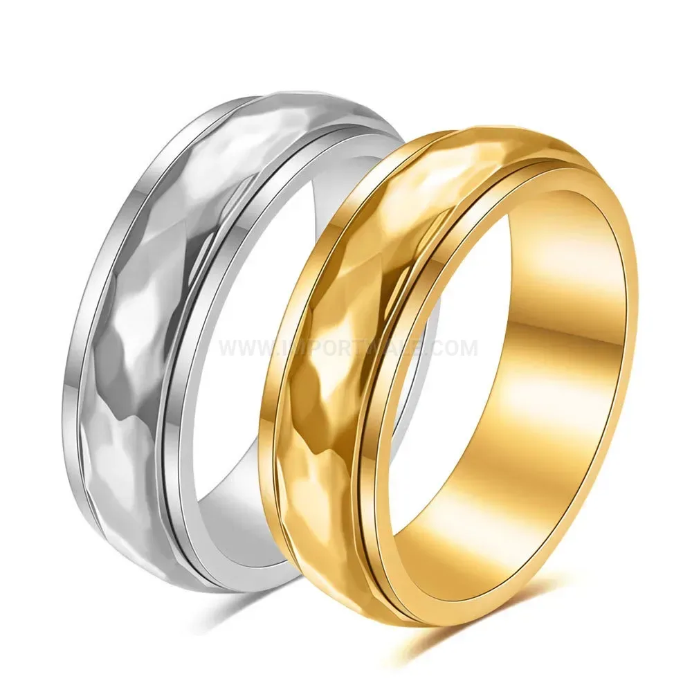 Premium Faceted Spinner Stainless Steel Band Ring 6mm