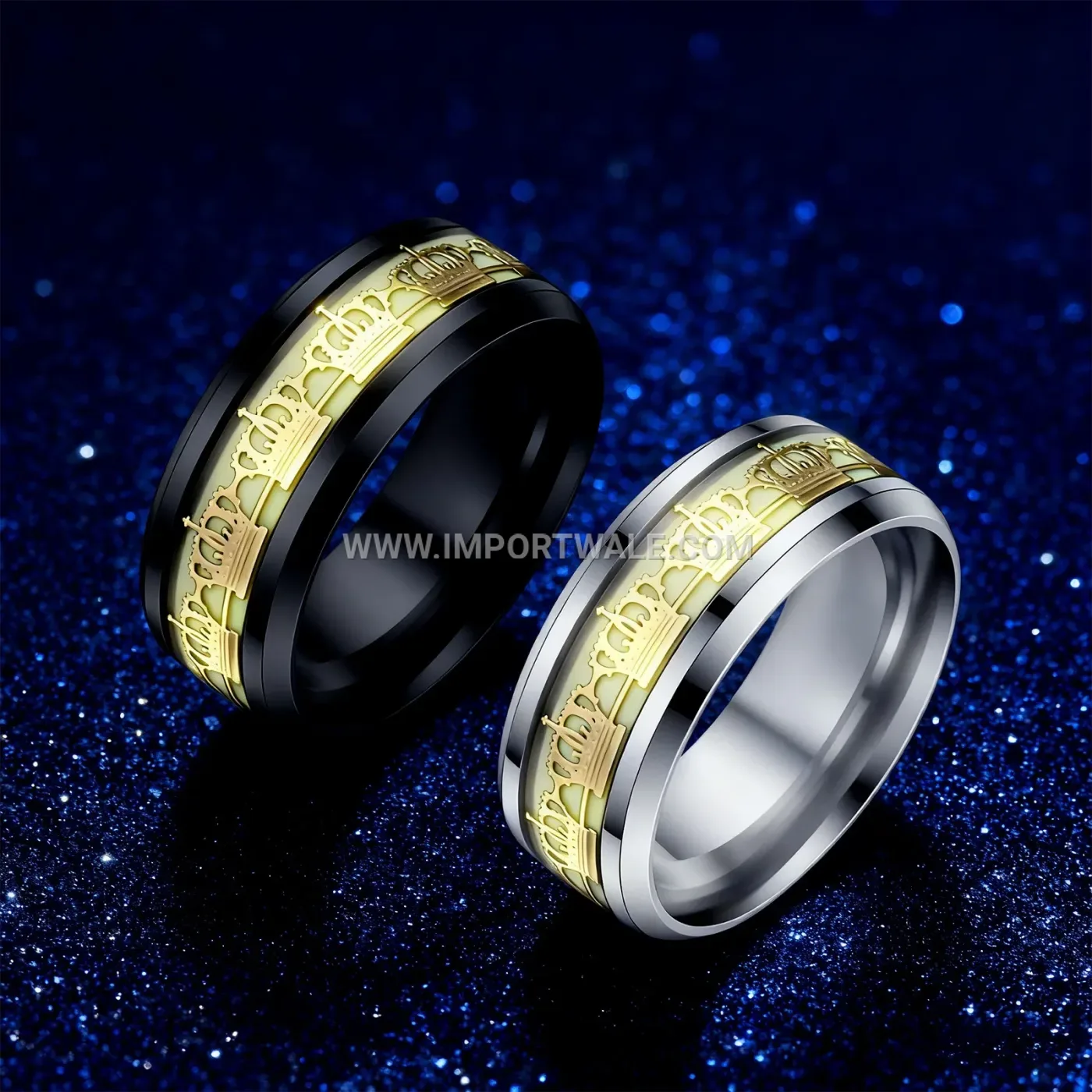 Luminous Crown Stainless Steel Unisex Band Ring
