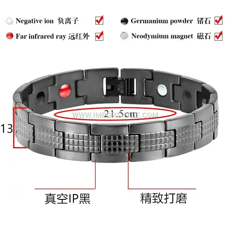 Men's Titanium Steel Geometric Magnetic Therapy Bracelet