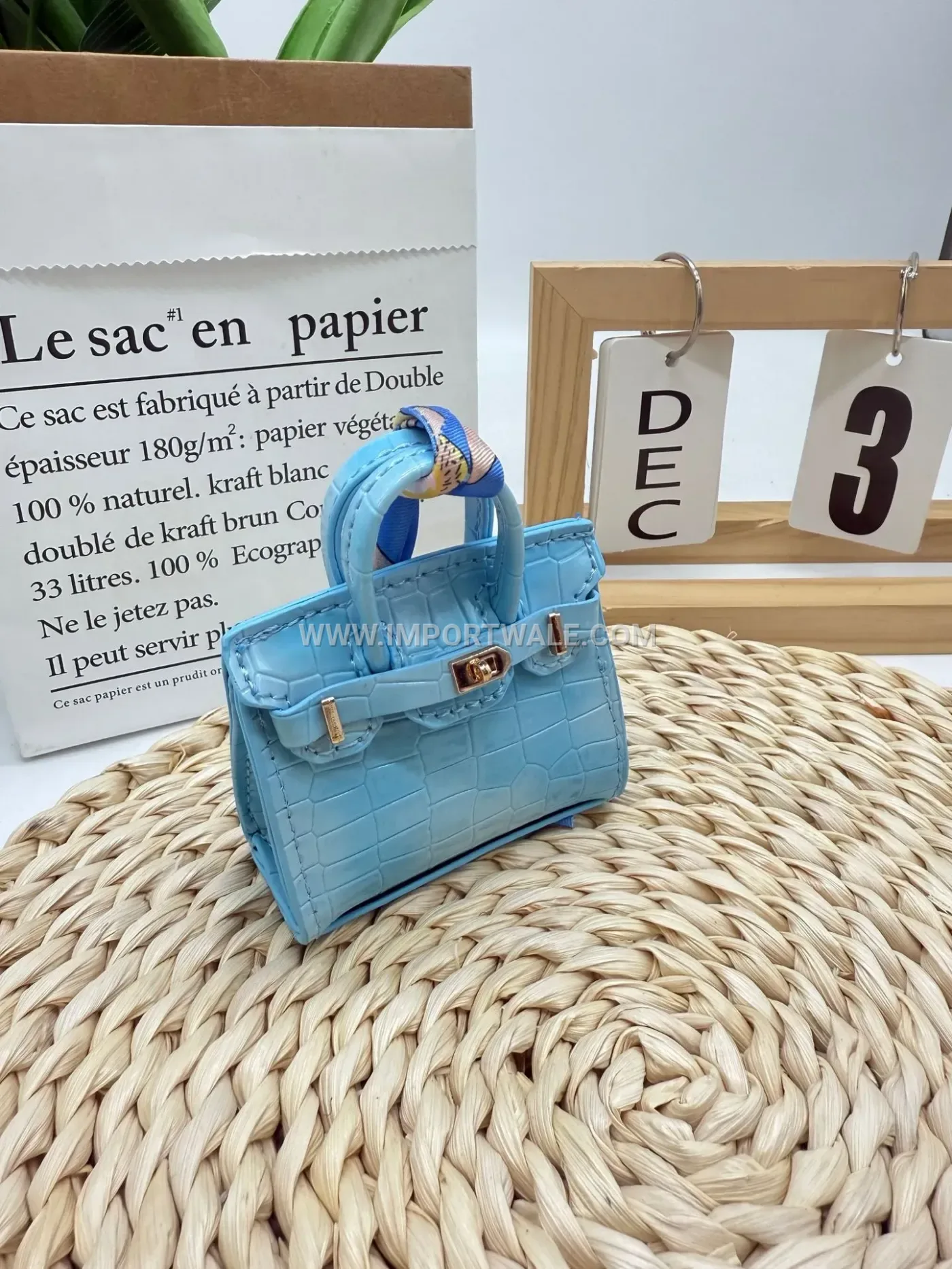 Crocodile Pattern Leather Mini Bag Charm Ornament