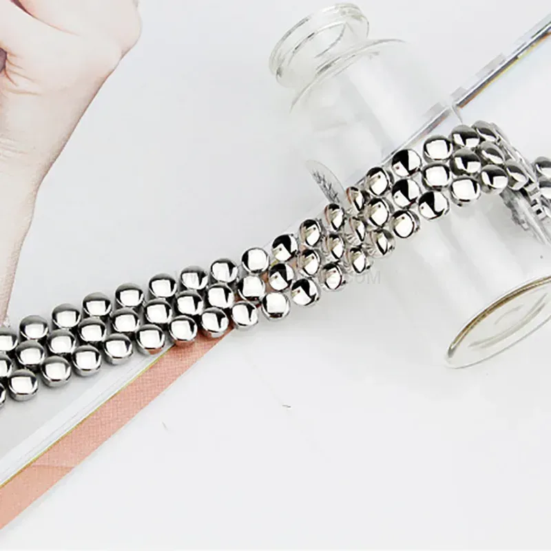 Elegant Pure Titanium Silver Double-Row Bio Magnetic Beaded Bracelet