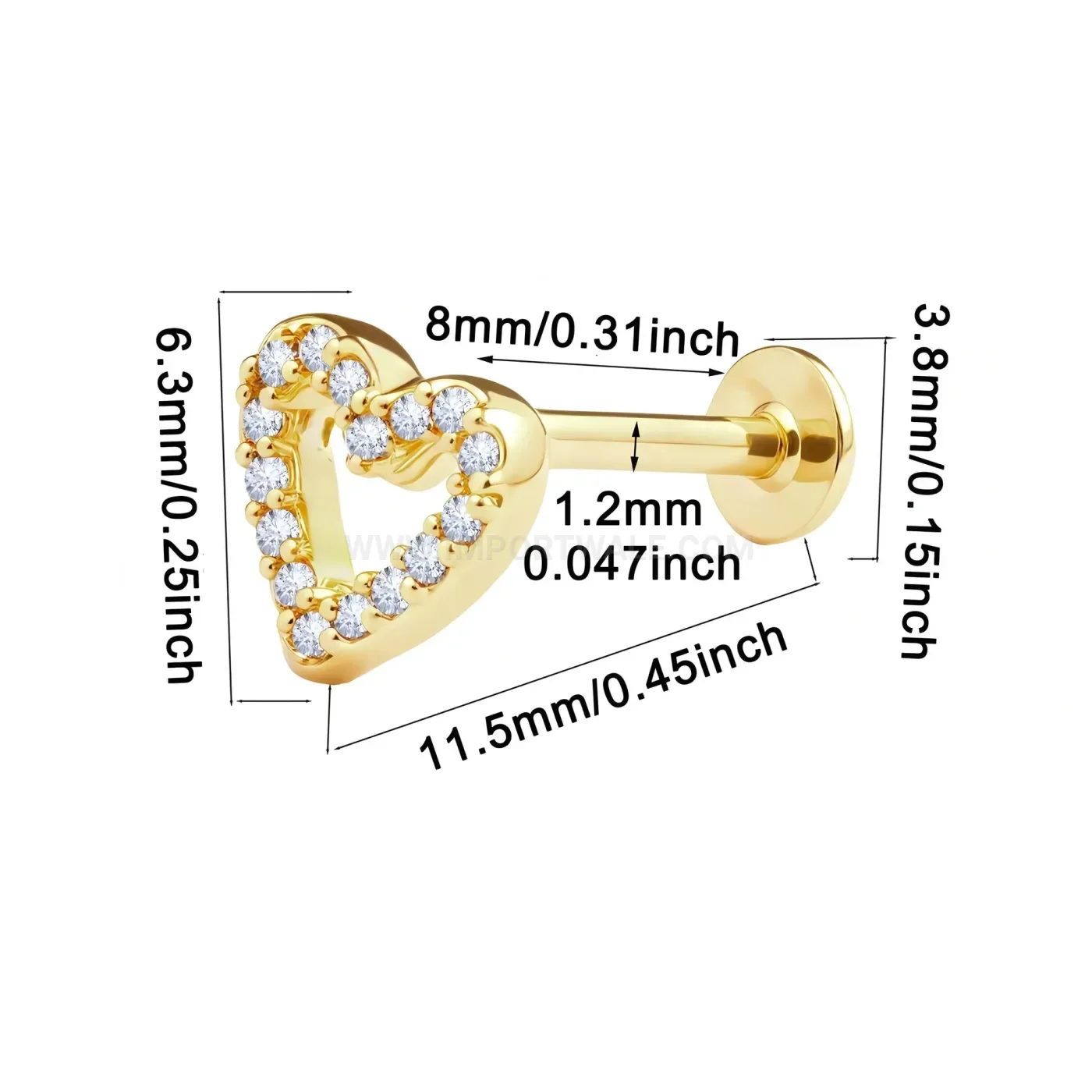 Trendy Pave Rhinestone Cutout Stainless Steel Piercing Stud Earrings