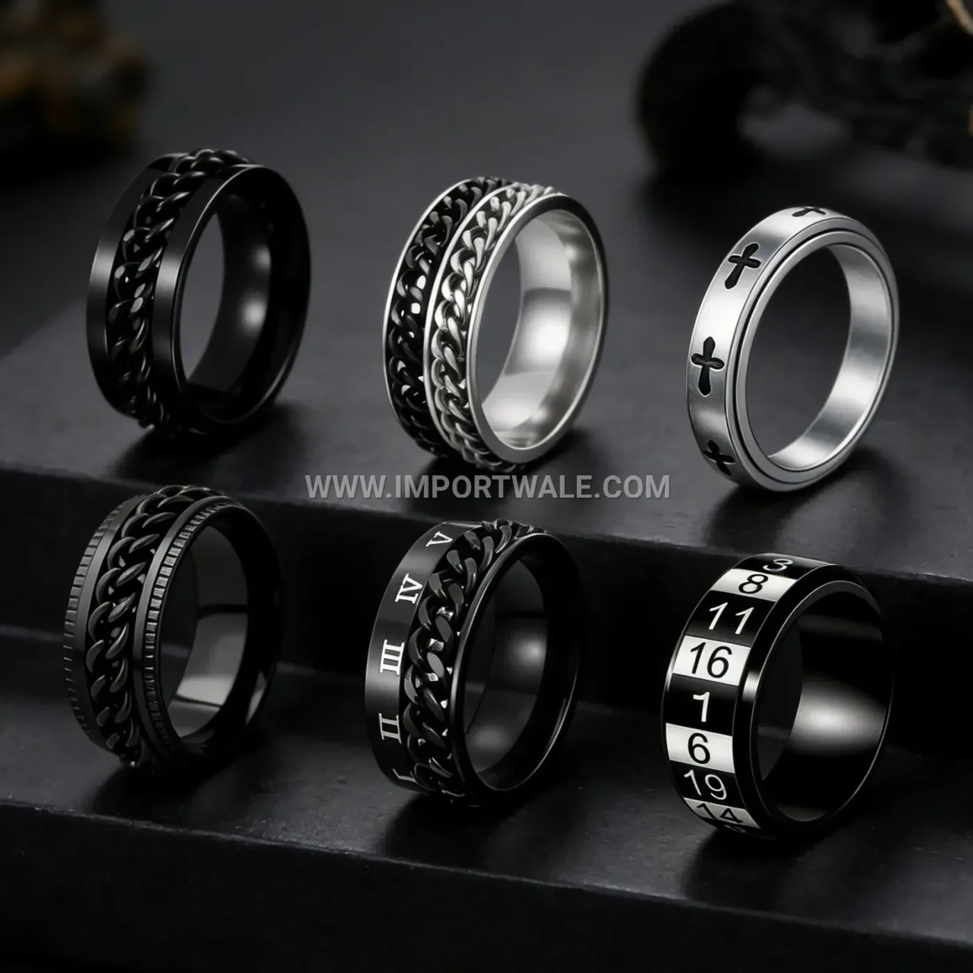 Stainless Steel Gold Plated Spinner Ring Set