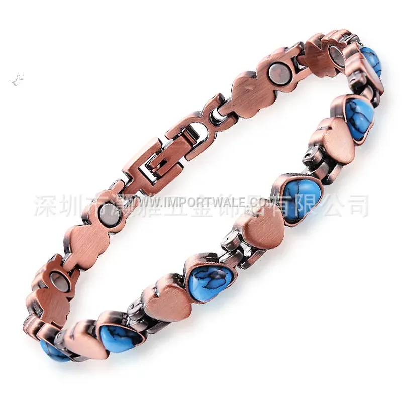 Vintage Heart Alloy Magnetic Bangle Bracelet