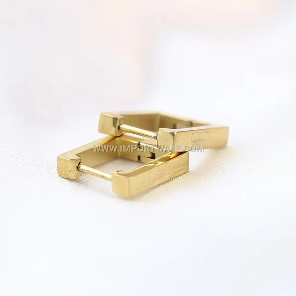 Minimalist Stainless Steel Square Cutout Hoop Earrings