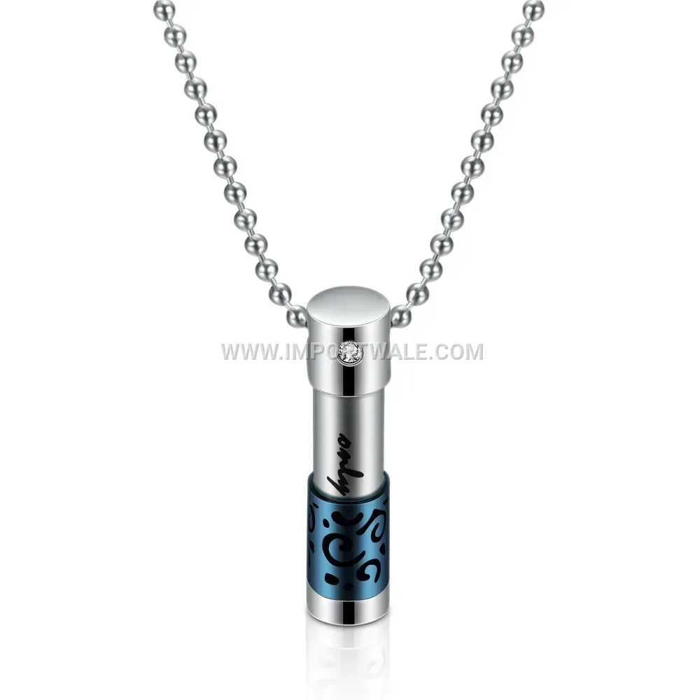 Openable Stainless Steel Cylindrical Aromatherapy Essential Oil Bottle Pendant Necklace