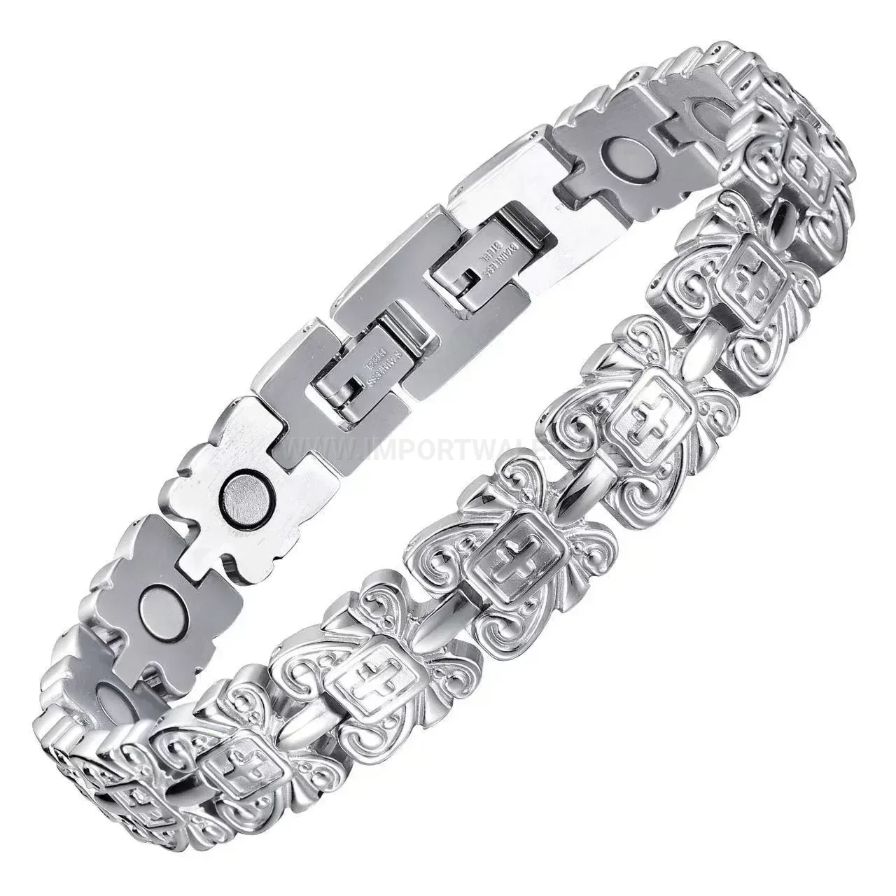Classic Vintage Cross Titanium Steel Bio Magnetic Bracelet