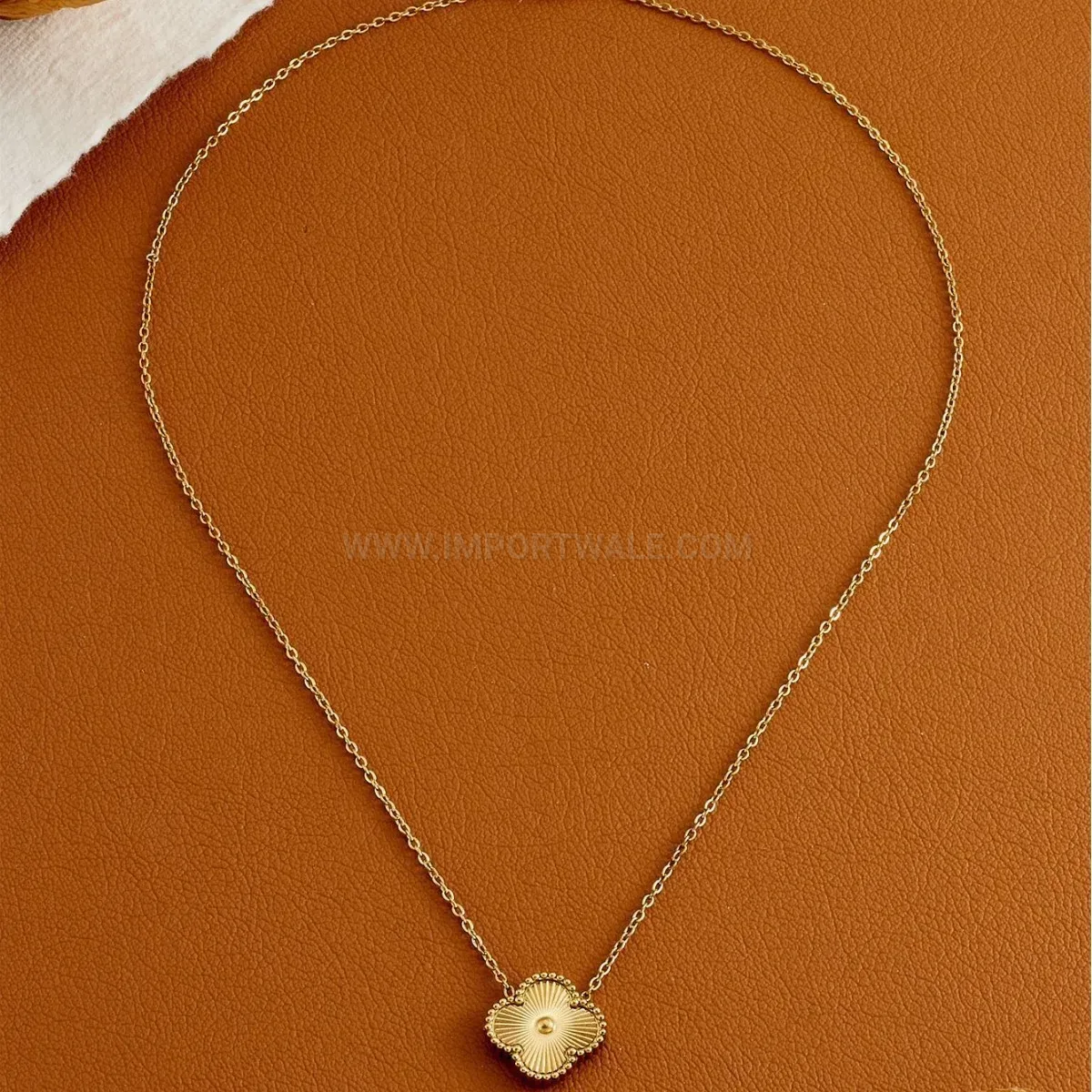 Fashion Vintage Four Leaf Clover Titanium Steel Gold Plated Necklace