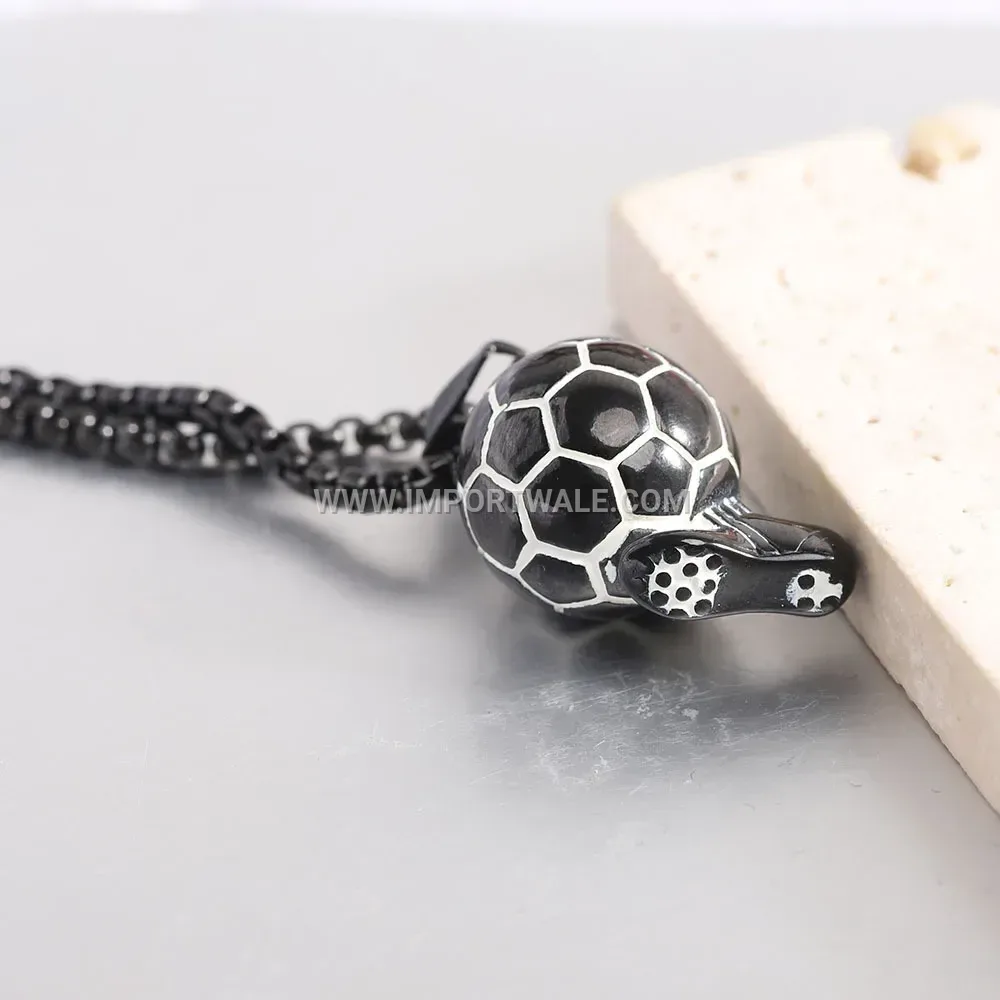 Titanium Steel Soccer Ball Pendant Hip Hop Necklace