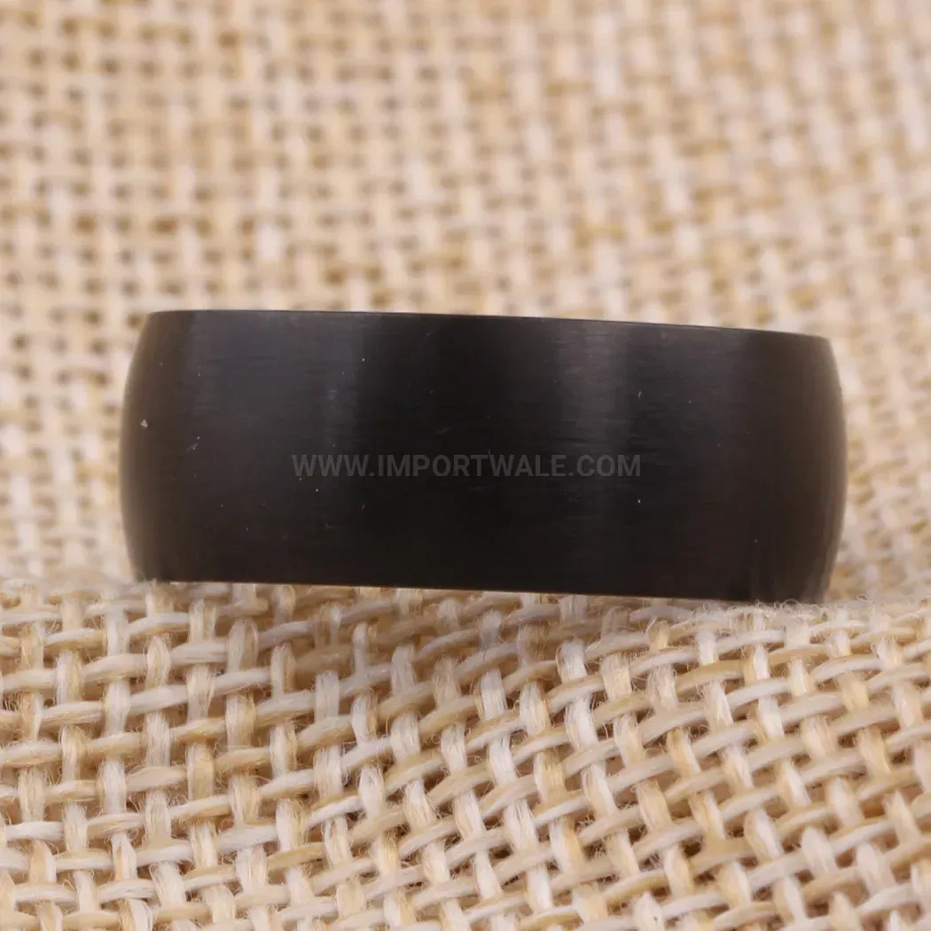 Fashion Brushed Black Stainless Steel Men's Band Ring