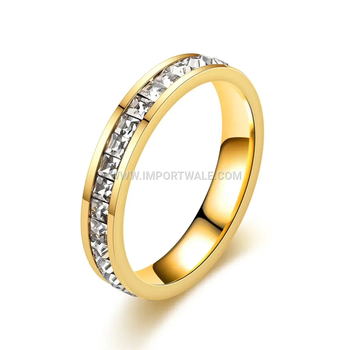 Sparkling Cubic Zirconia Stainless Steel Eternity Band Ring