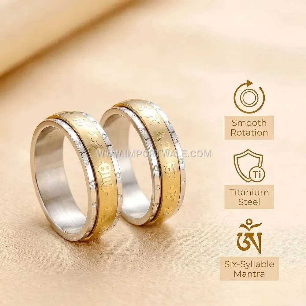 Vintage Engraved Spinning Stainless Steel Band Ring