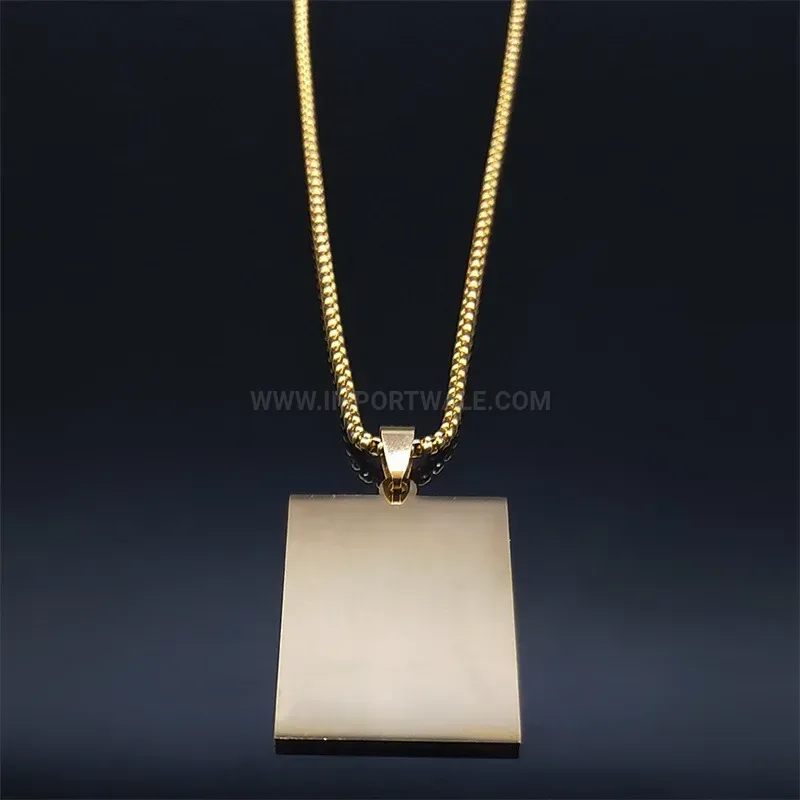 Premium Gold Plated Calligraphy Stainless Steel Men's Pendant Necklace