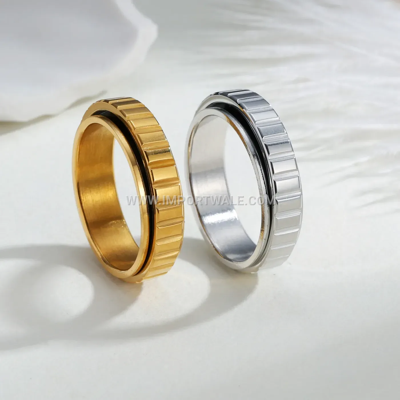 Rotatable Gear Spinner Stainless Steel Band Ring