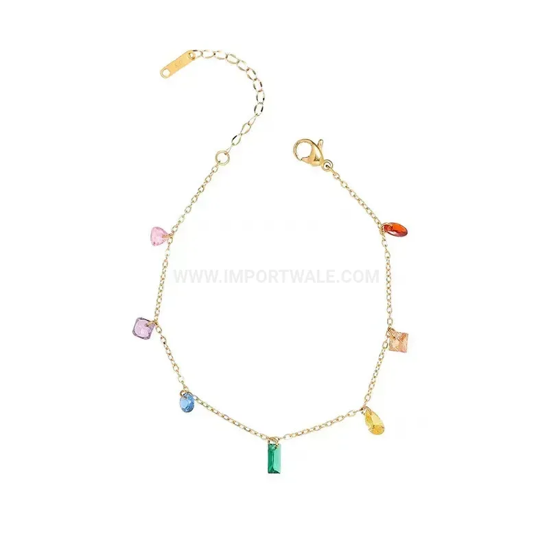 Fashion Multicolor Crystal Gold-Plated Titanium Steel Jewelry Set