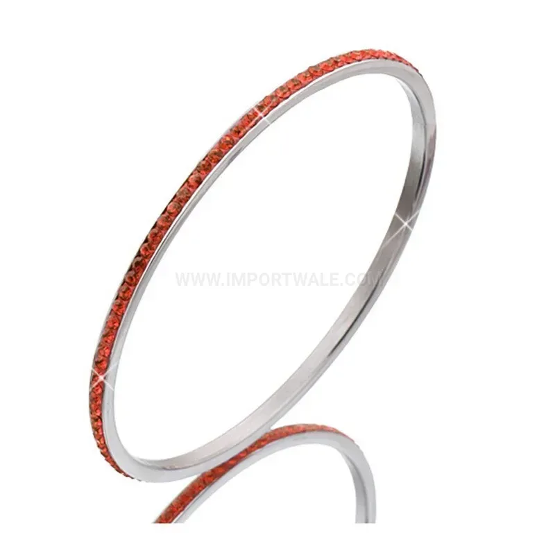 Elegant Single Row Rhinestone Stainless Steel Bangle Bracelet