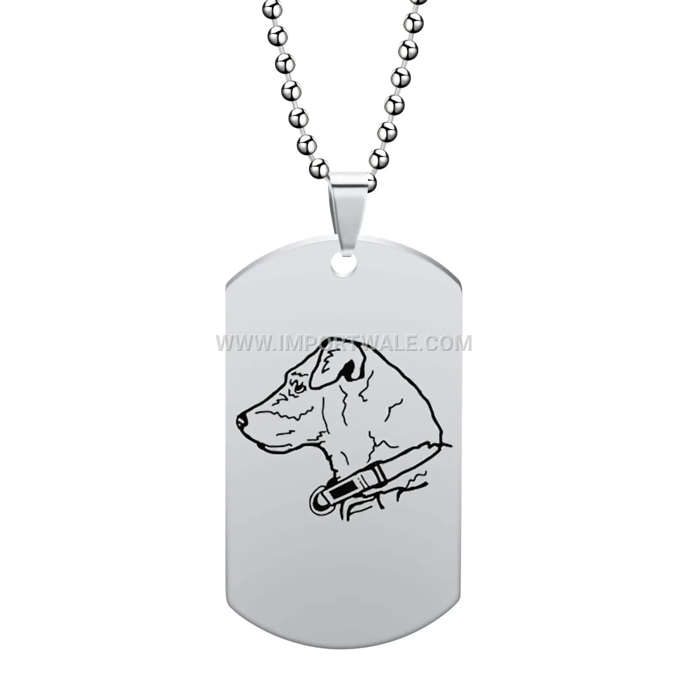 Blank Stainless Steel Dog Tag Geometric Pendant Necklace