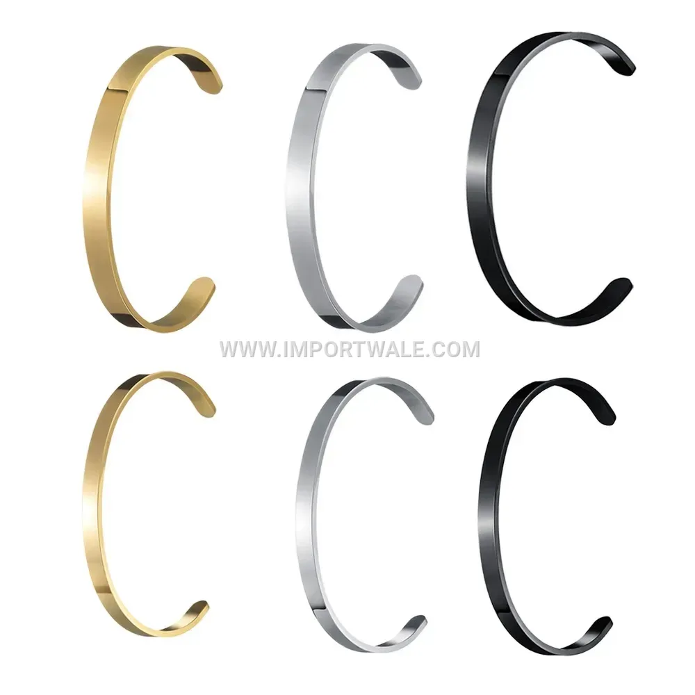 Minimalist Open C Shape Titanium Steel Bangle