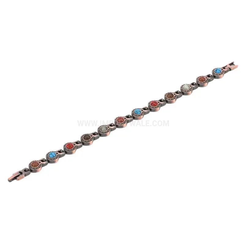 Vintage Red Copper Turquoise Bio Magnetic Energy Bracelet
