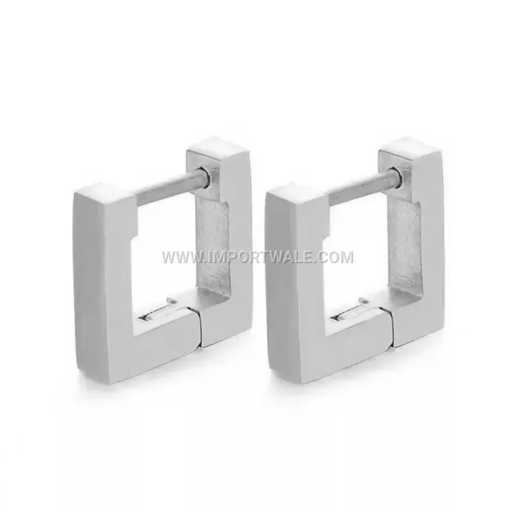 Minimalist Stainless Steel Square Cutout Hoop Earrings